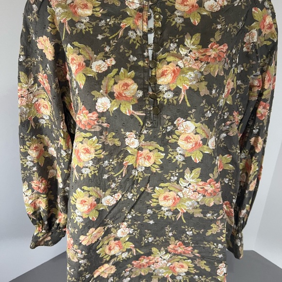 Anthropologie Michaela Peasant Blouse Floral Loose Fit Long Sleeve XS Boho - Picture 1 of 10